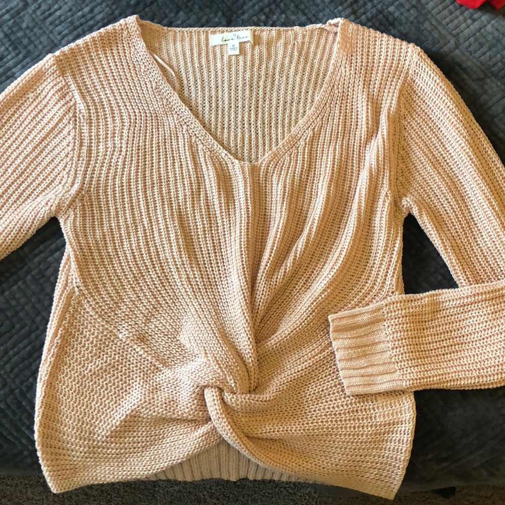 Light knit front knot sweater